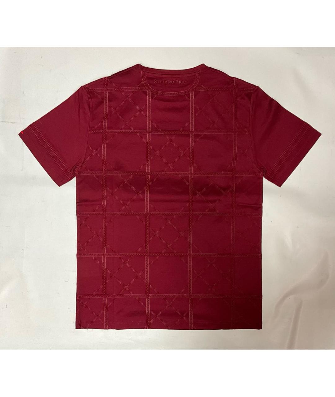 STEFANO RICCI Бордовая хлопковая футболка, фото 6