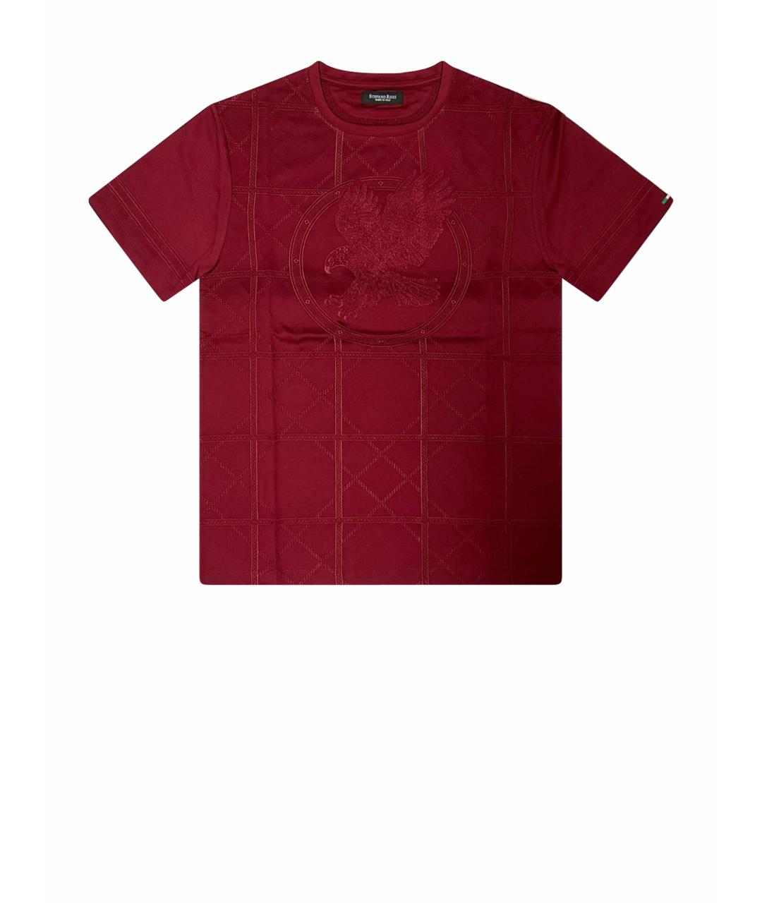 STEFANO RICCI Бордовая хлопковая футболка, фото 1