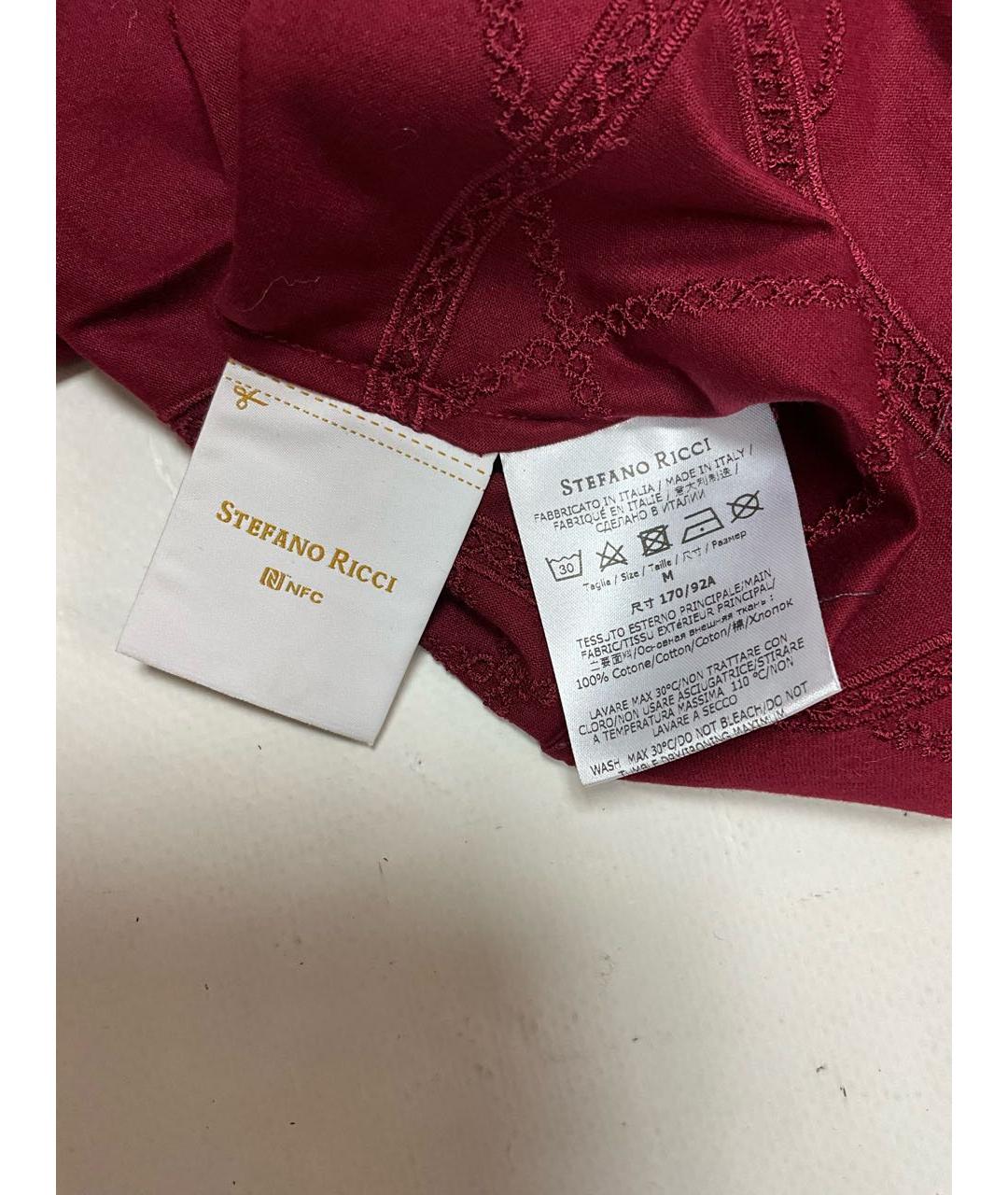 STEFANO RICCI Бордовая хлопковая футболка, фото 7