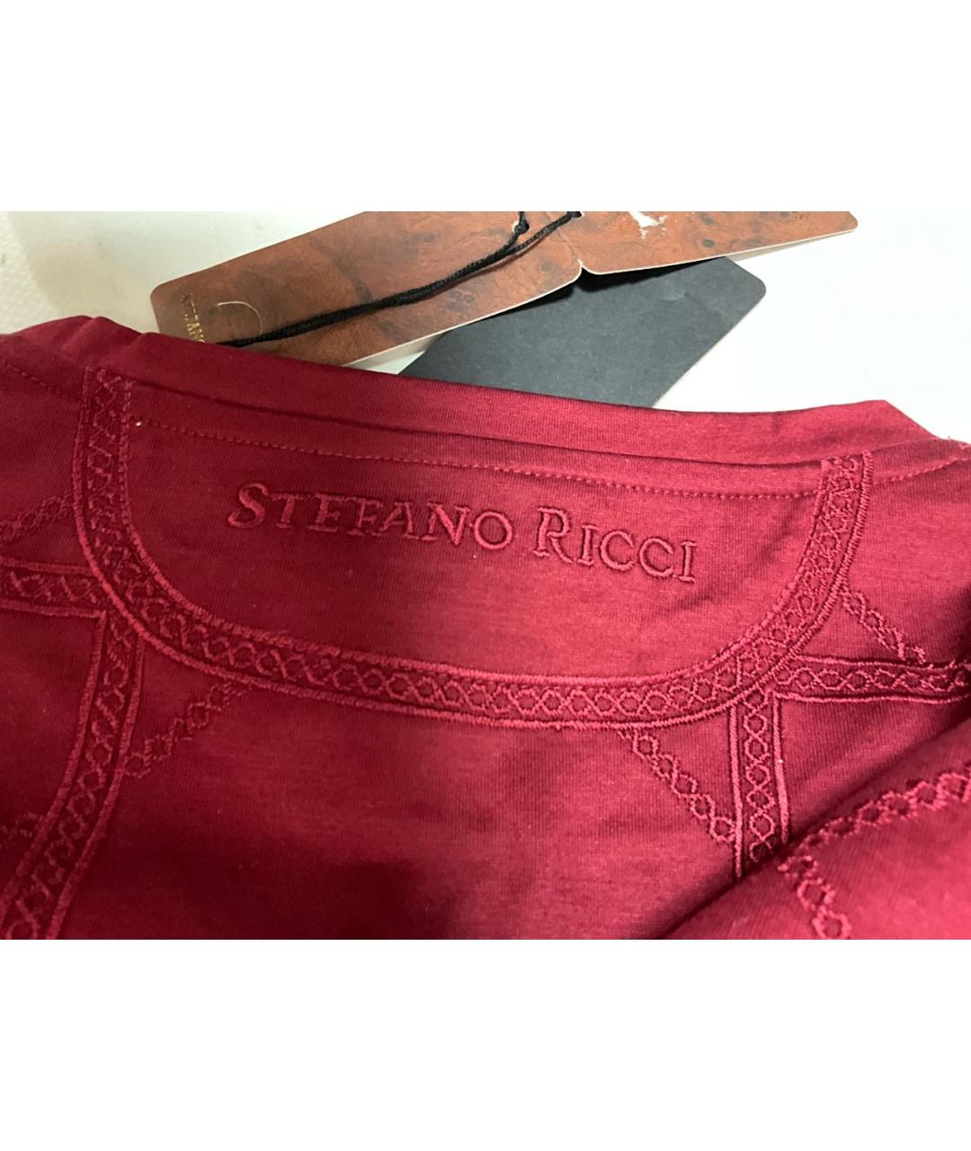 STEFANO RICCI Бордовая хлопковая футболка, фото 5