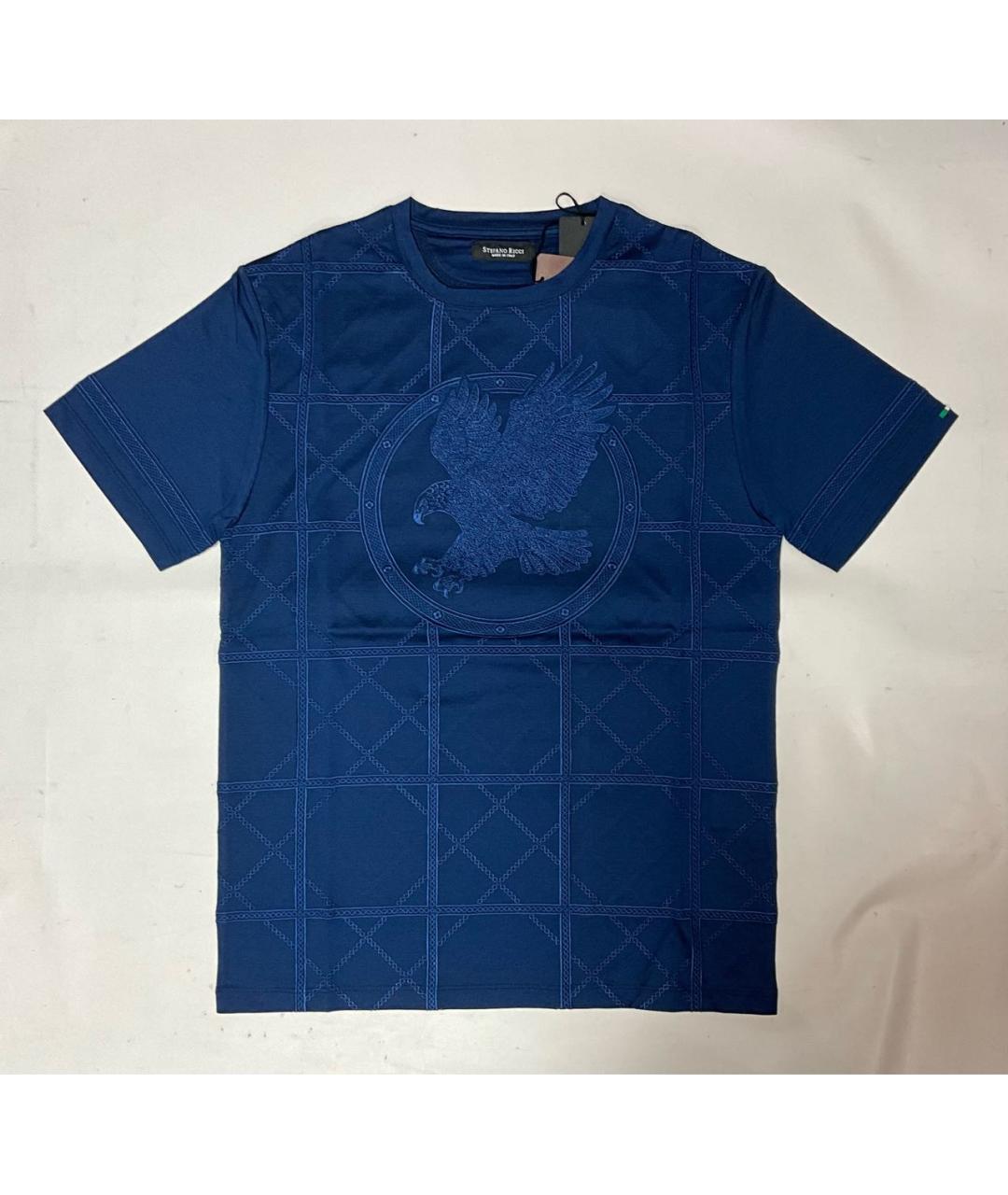 STEFANO RICCI Синяя хлопковая футболка, фото 9
