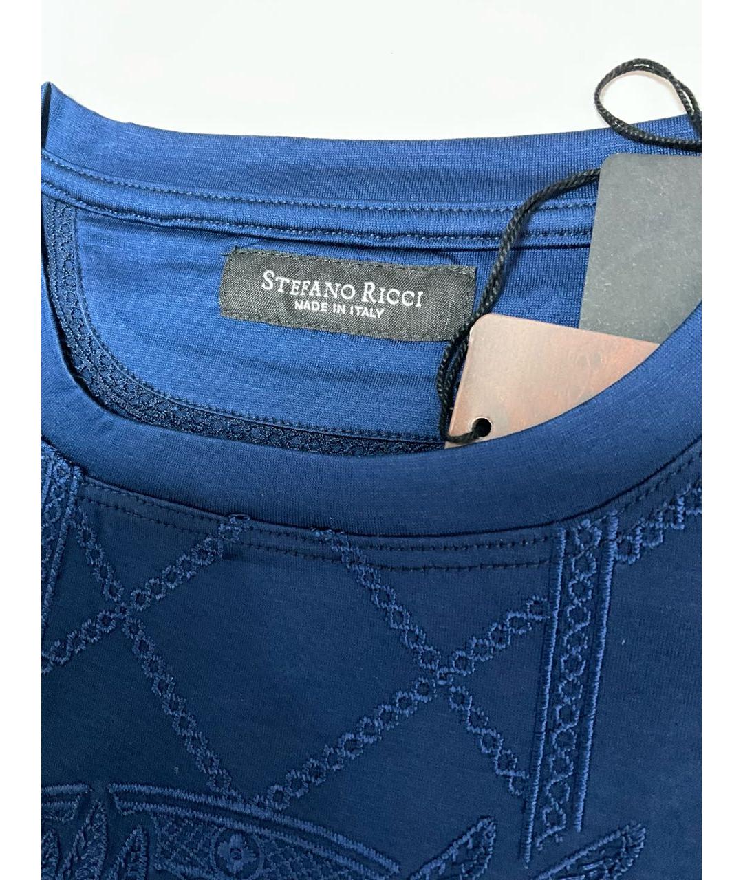 STEFANO RICCI Синяя хлопковая футболка, фото 3