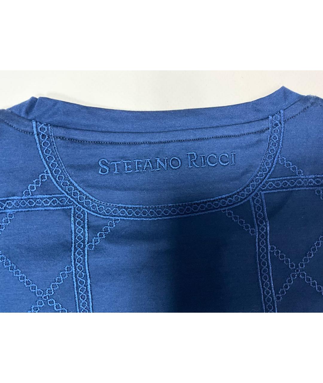 STEFANO RICCI Синяя хлопковая футболка, фото 5
