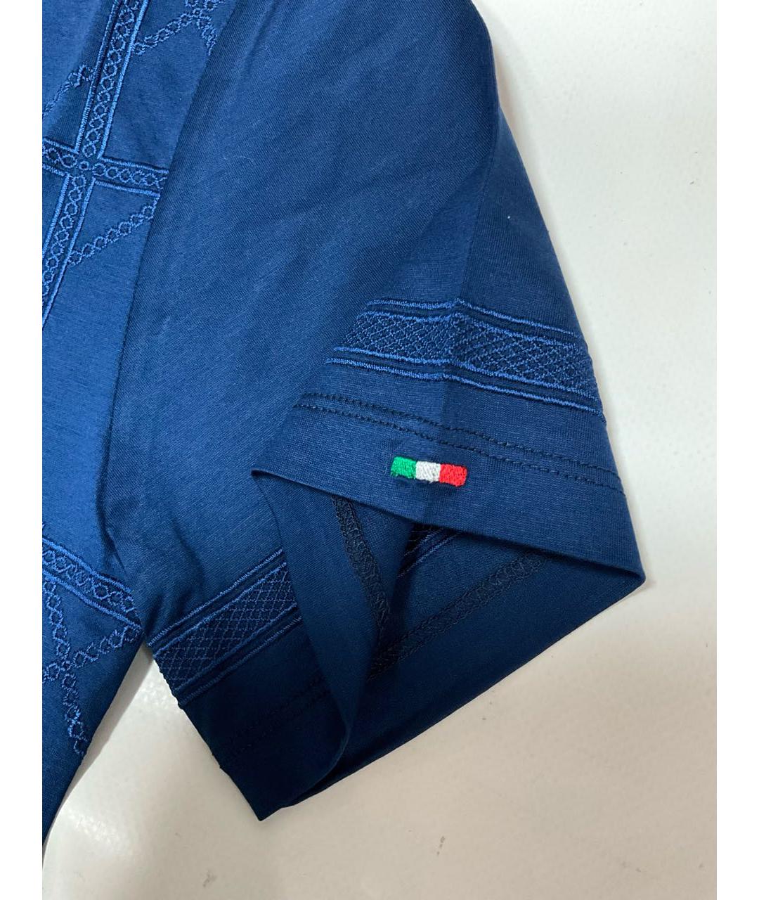 STEFANO RICCI Синяя хлопковая футболка, фото 4