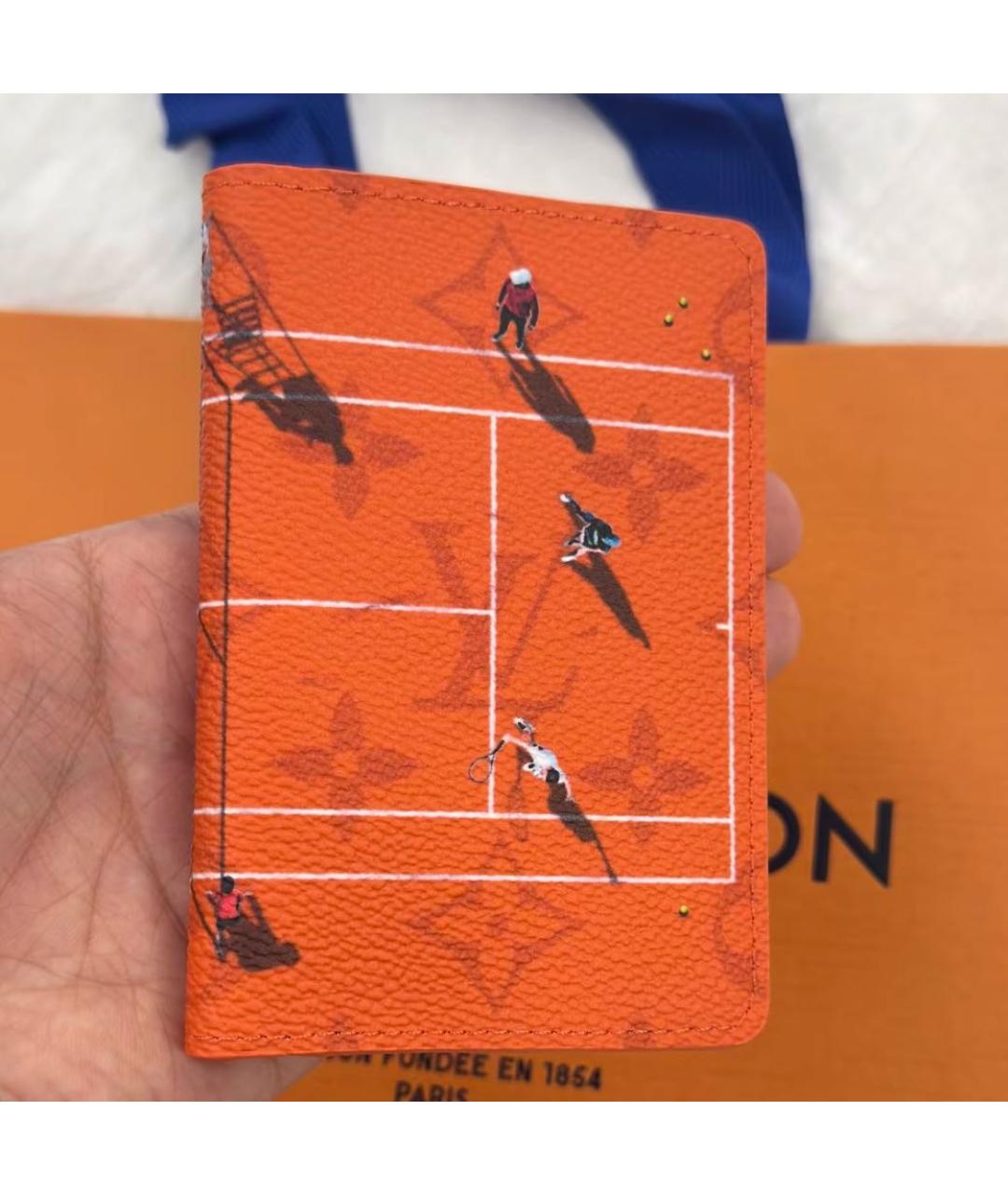 LOUIS VUITTON Оранжевый кожаный кардхолдер, фото 2