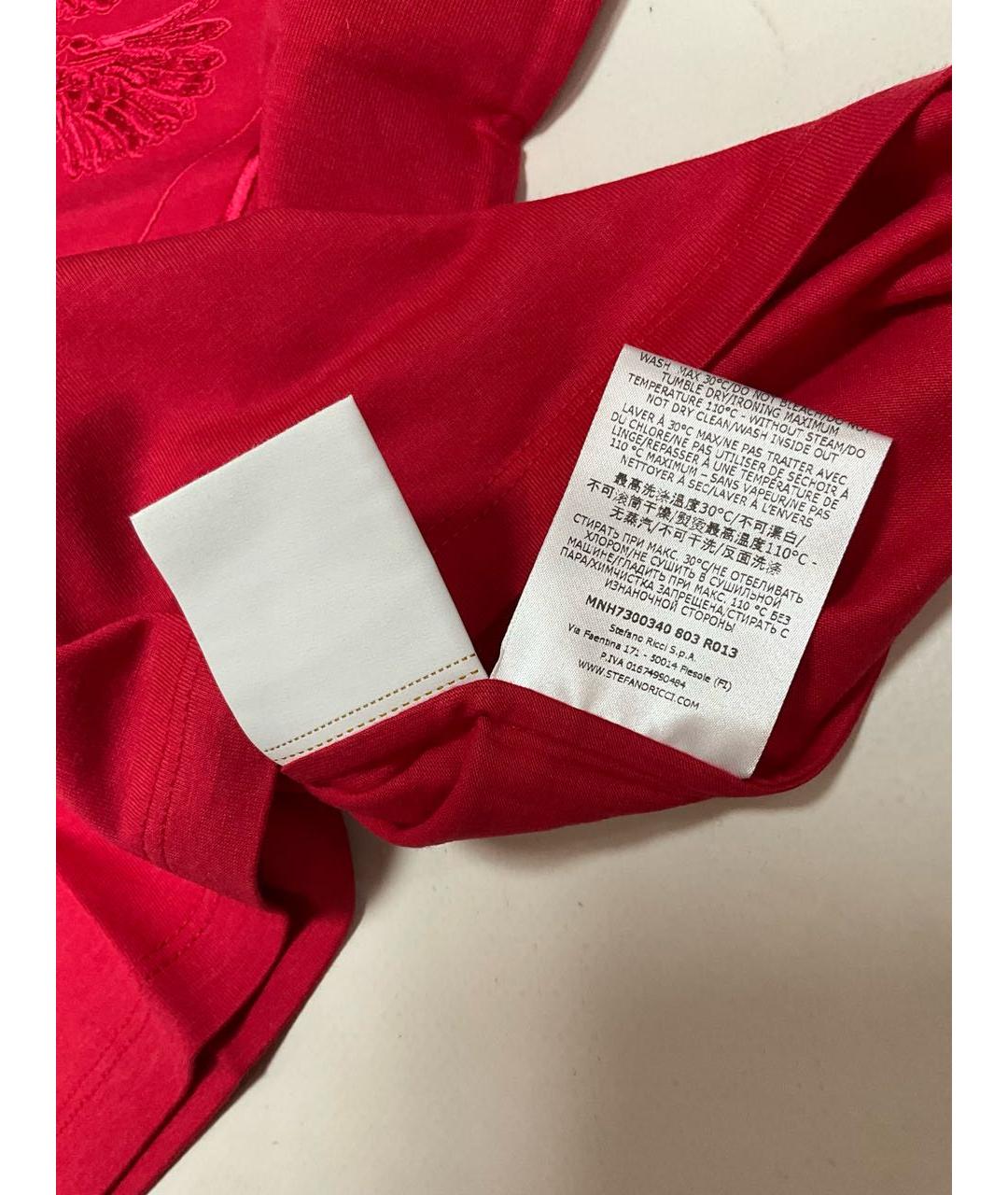 STEFANO RICCI Красная хлопковая футболка, фото 8