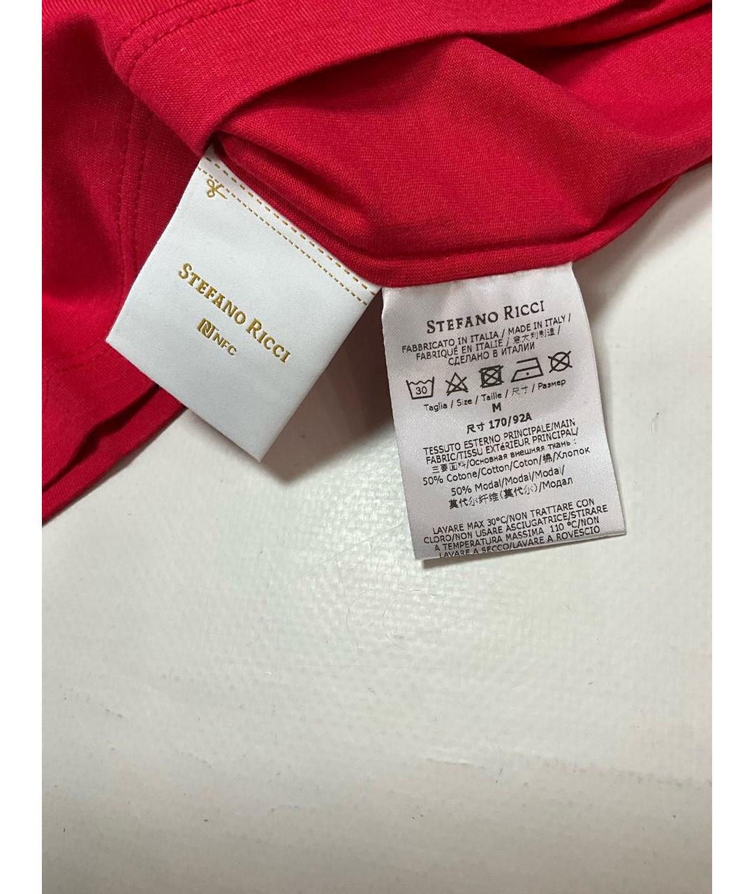 STEFANO RICCI Красная хлопковая футболка, фото 7