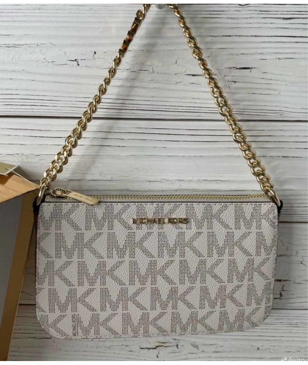 MICHAEL KORS Бежевая сумка через плечо из искусственной кожи, фото 3