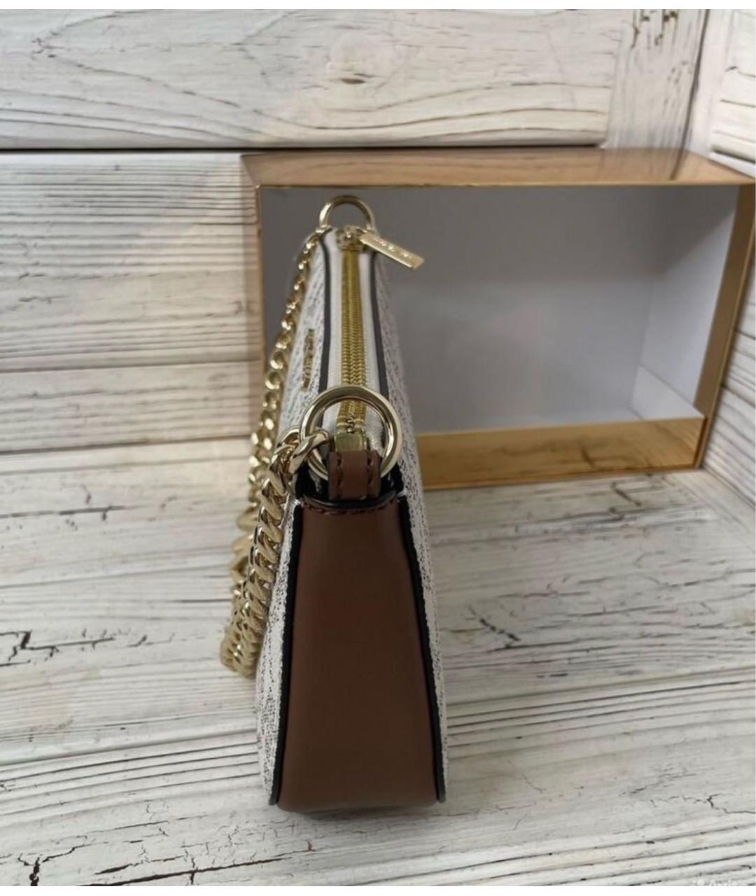 MICHAEL KORS Бежевая сумка через плечо из искусственной кожи, фото 6