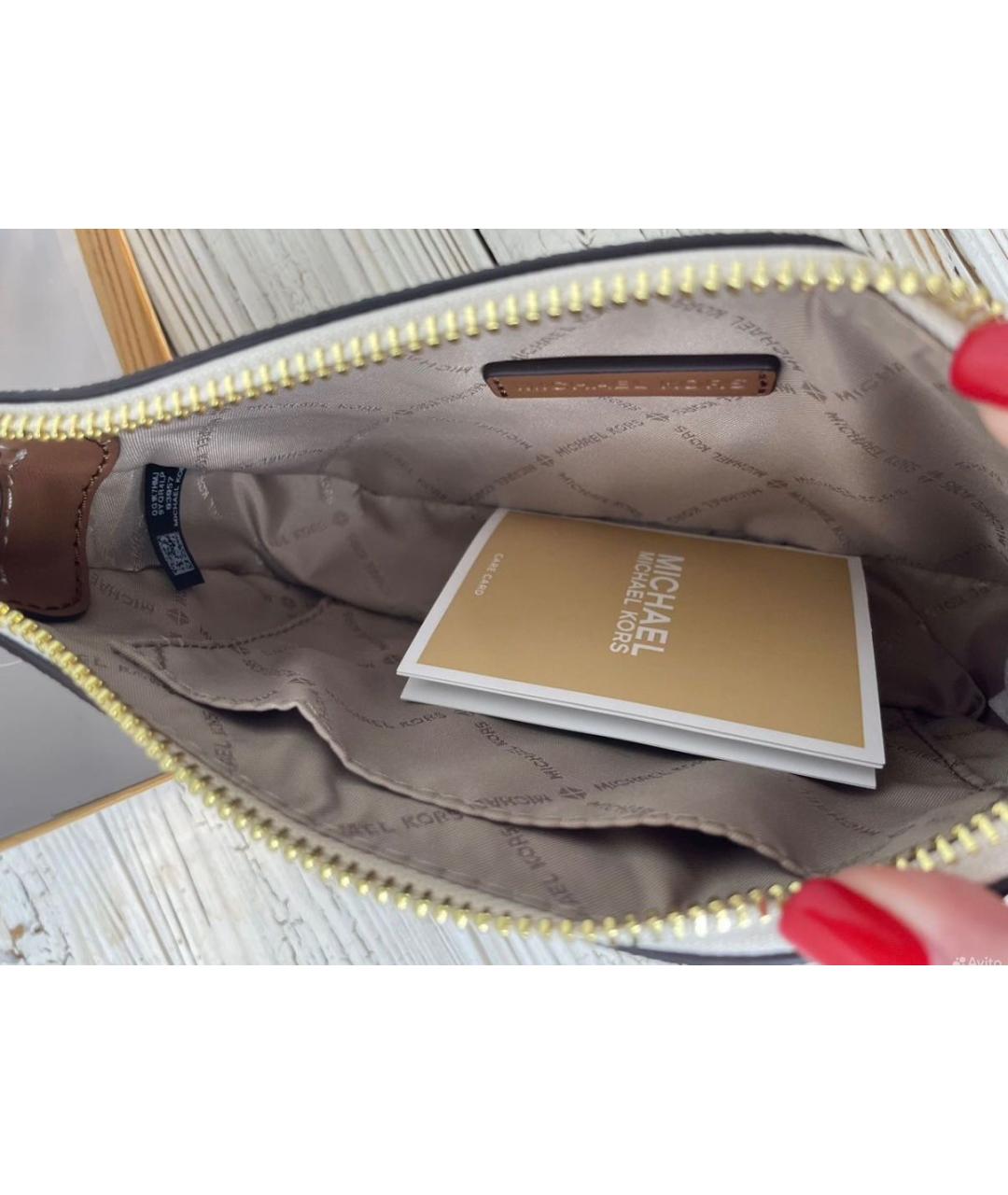 MICHAEL KORS Бежевая сумка через плечо из искусственной кожи, фото 8