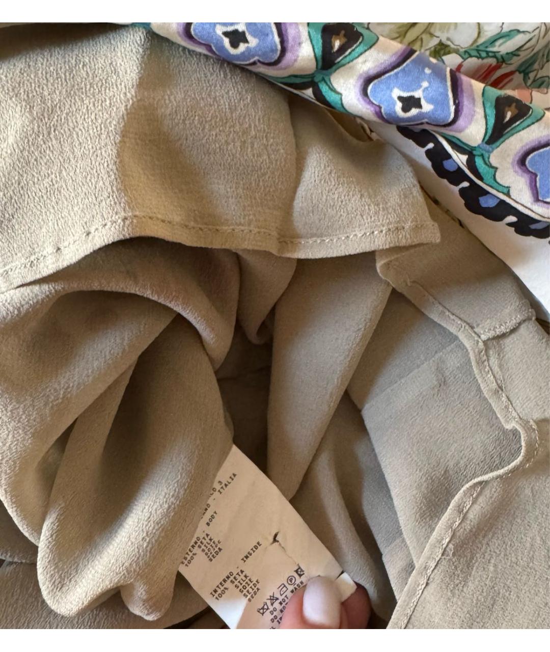 ETRO Бежевое шелковое повседневное платье, фото 8