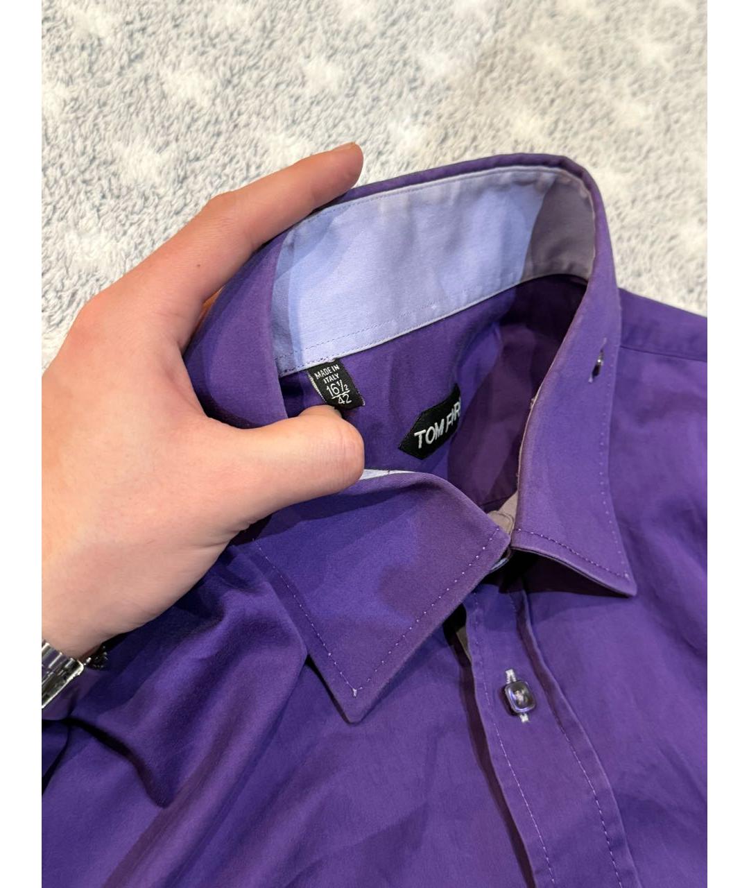 TOM FORD Фиолетовая хлопковая классическая рубашка, фото 5