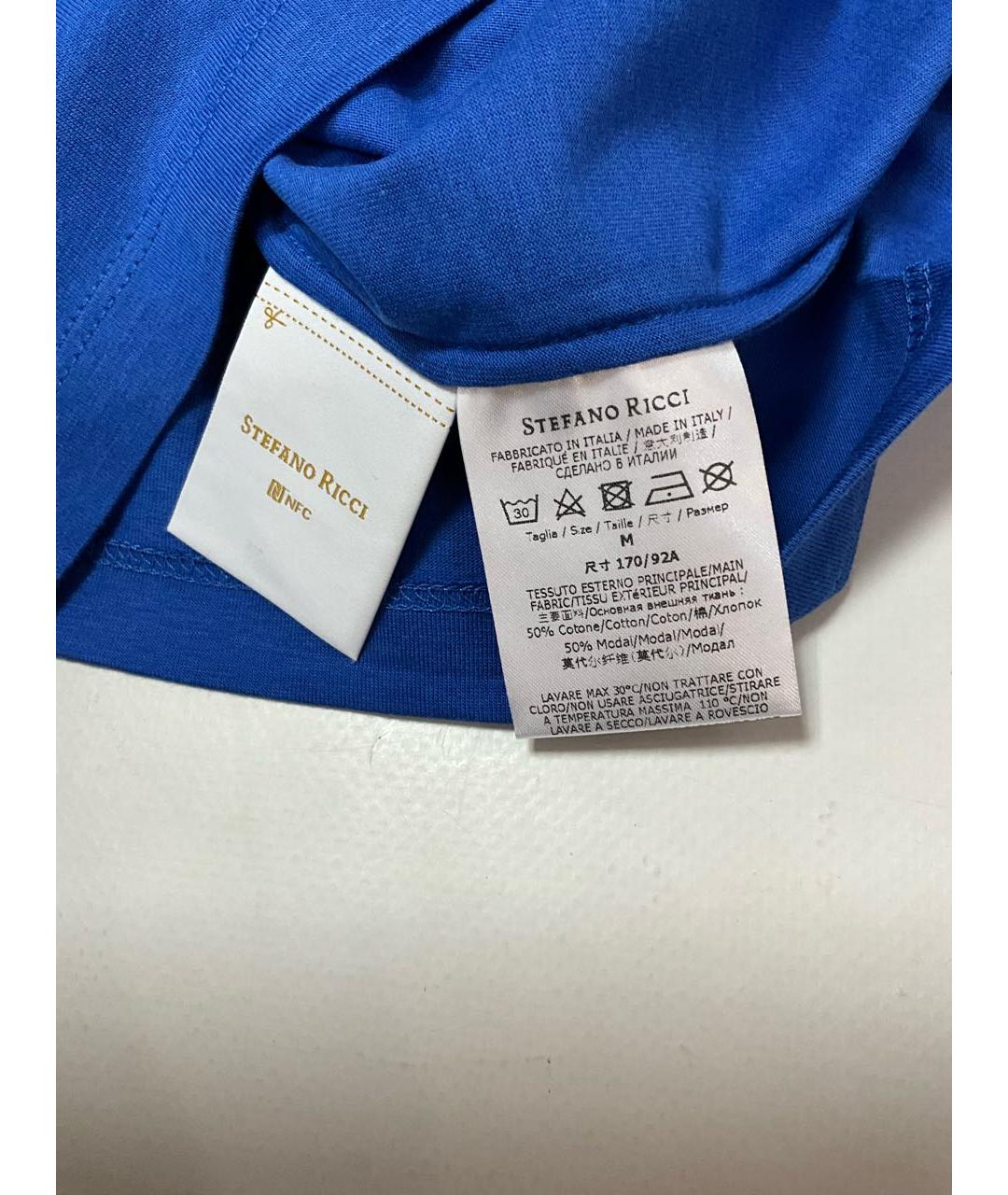 STEFANO RICCI Синяя хлопковая футболка, фото 7