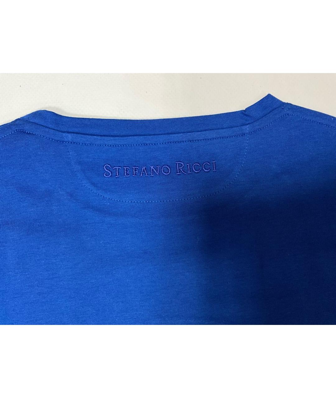 STEFANO RICCI Синяя хлопковая футболка, фото 5