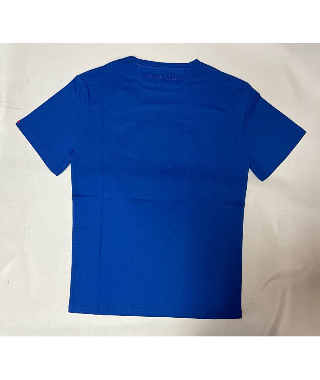 STEFANO RICCI Синяя хлопковая футболка, фото 4