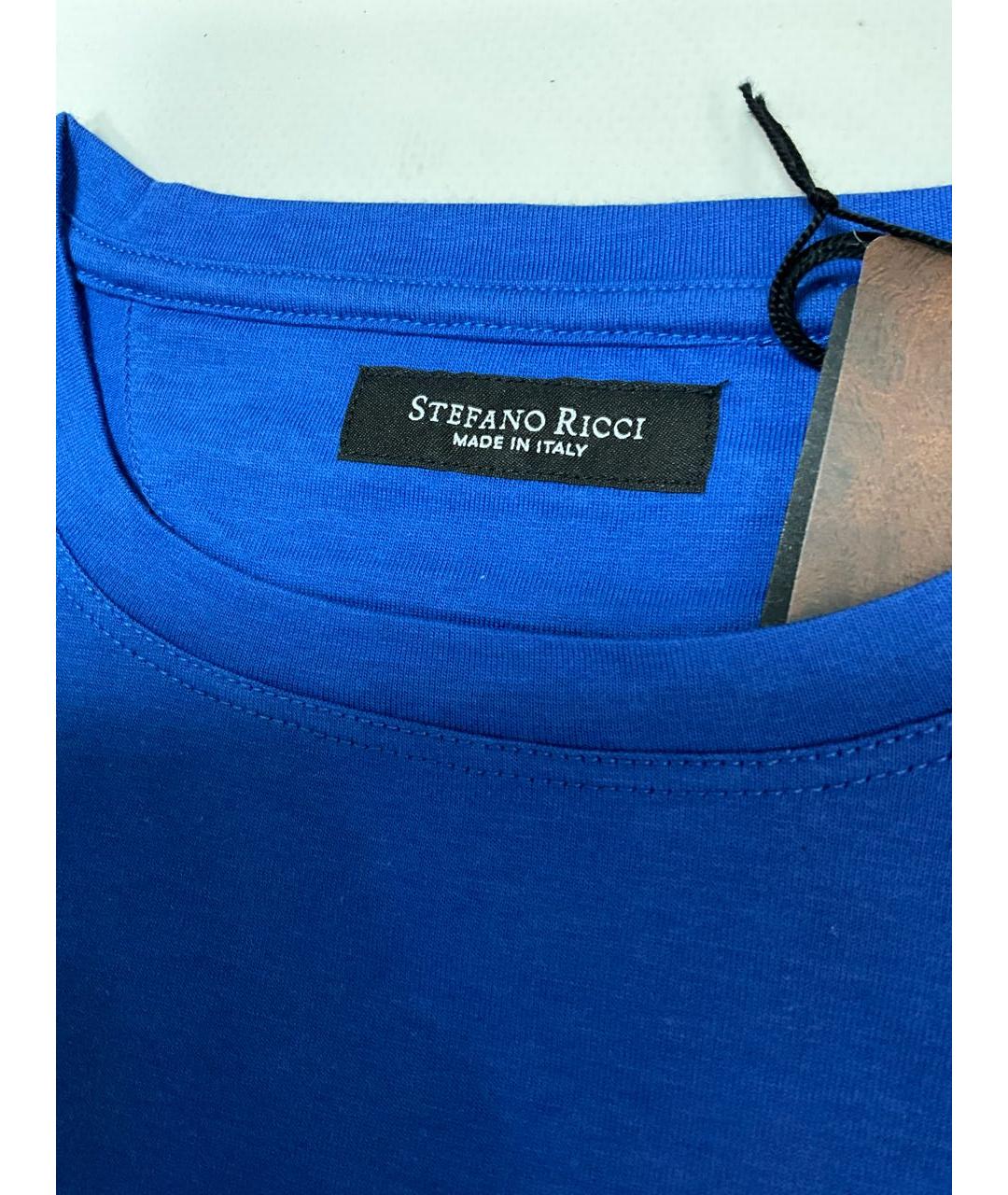 STEFANO RICCI Синяя хлопковая футболка, фото 3