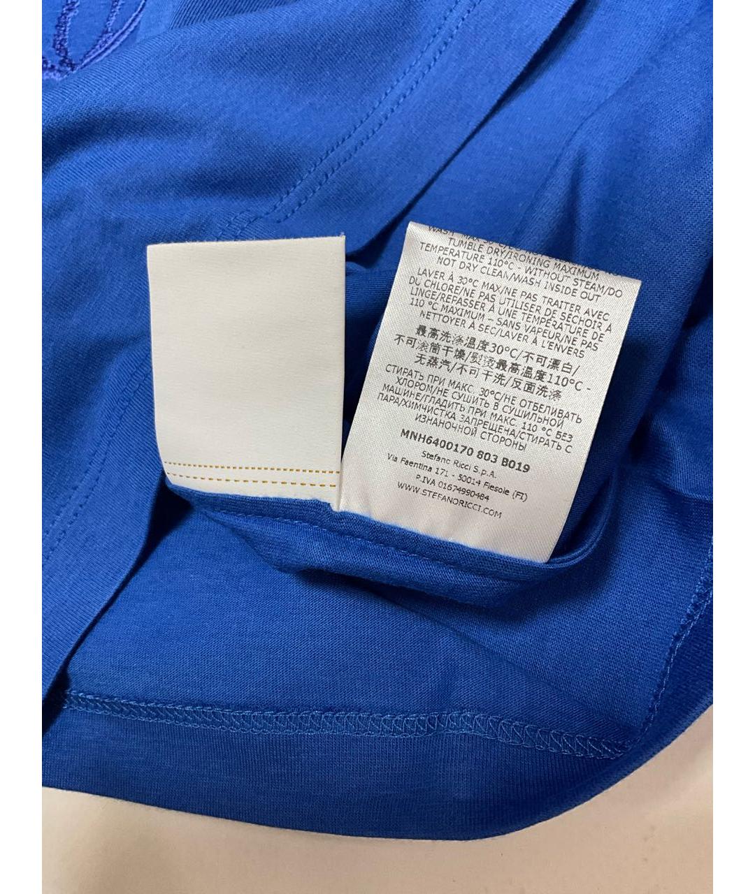 STEFANO RICCI Синяя хлопковая футболка, фото 8