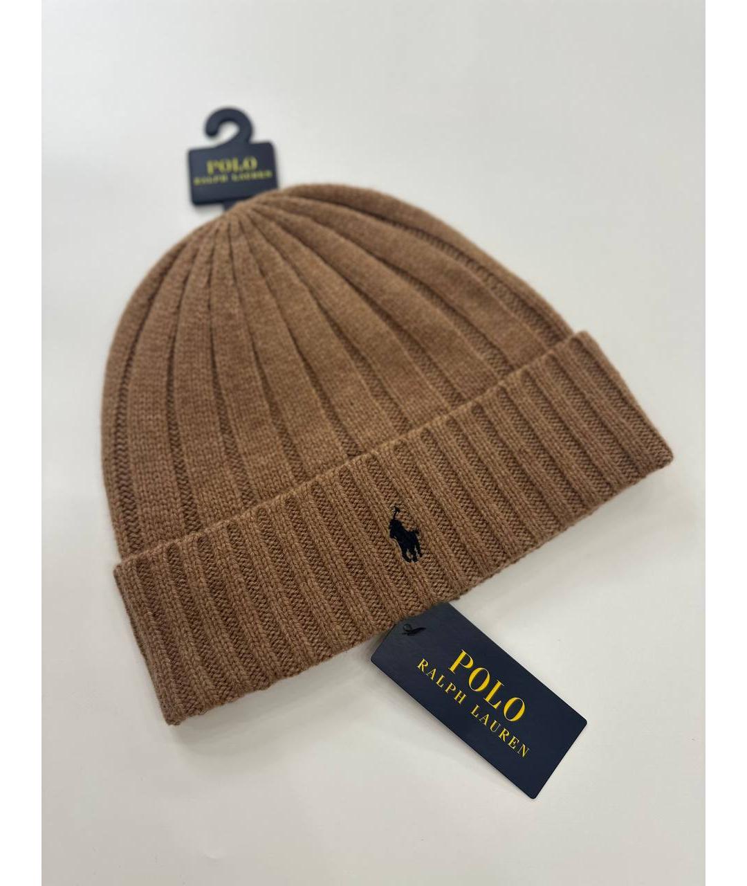 POLO RALPH LAUREN Бежевая шерстяная шапка, фото 2