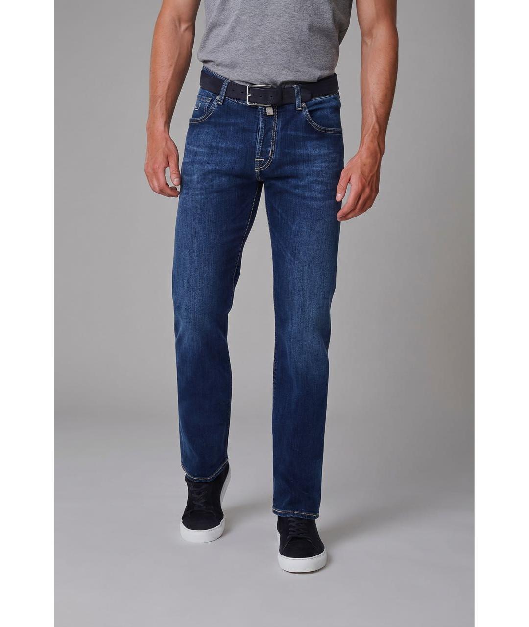 JACOB COHEN Синие хлопко-эластановые прямые джинсы, фото 2