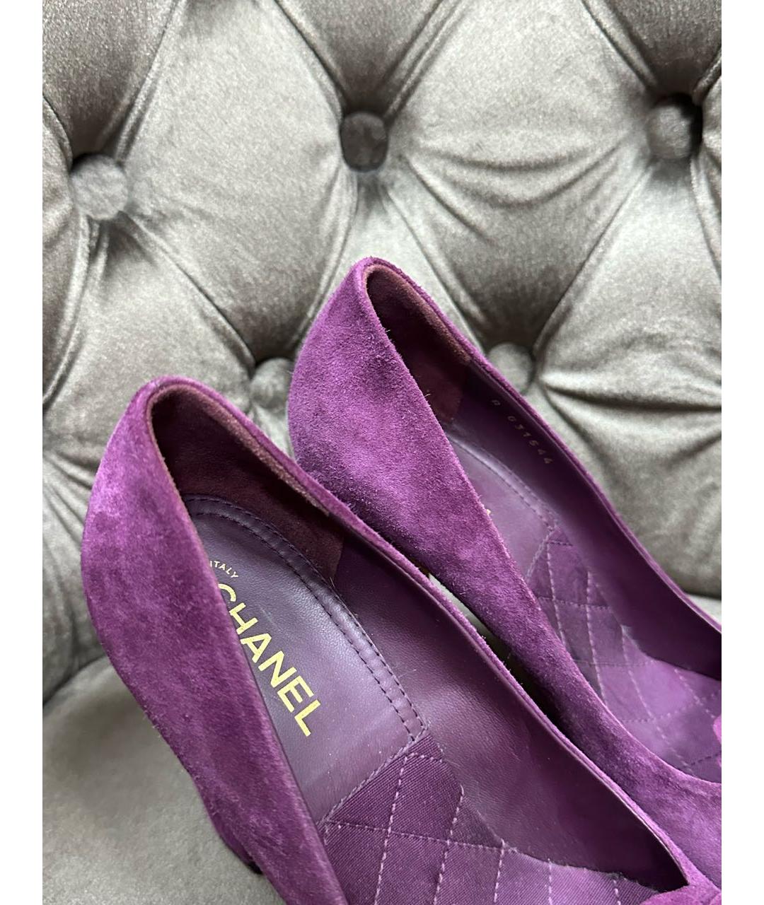CHANEL Фиолетовые замшевые туфли, фото 4