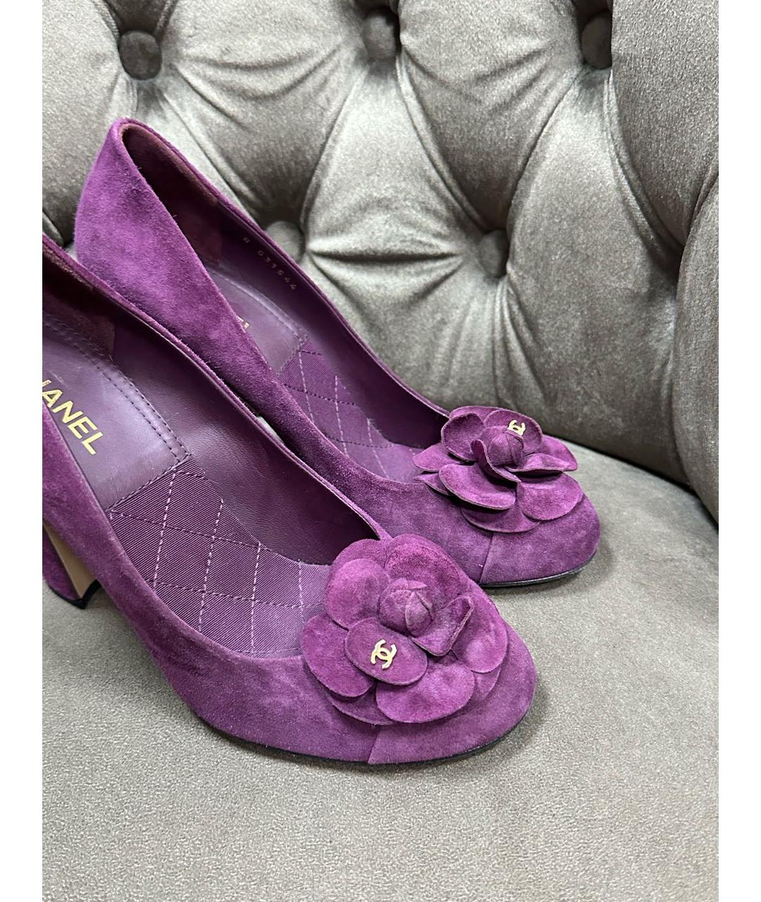 CHANEL Фиолетовые замшевые туфли, фото 3