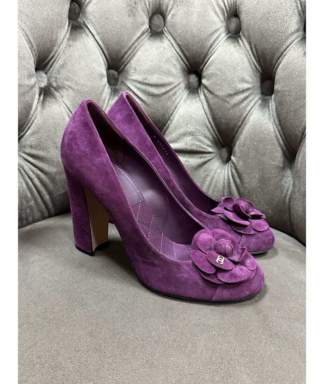CHANEL Фиолетовые замшевые туфли, фото 2