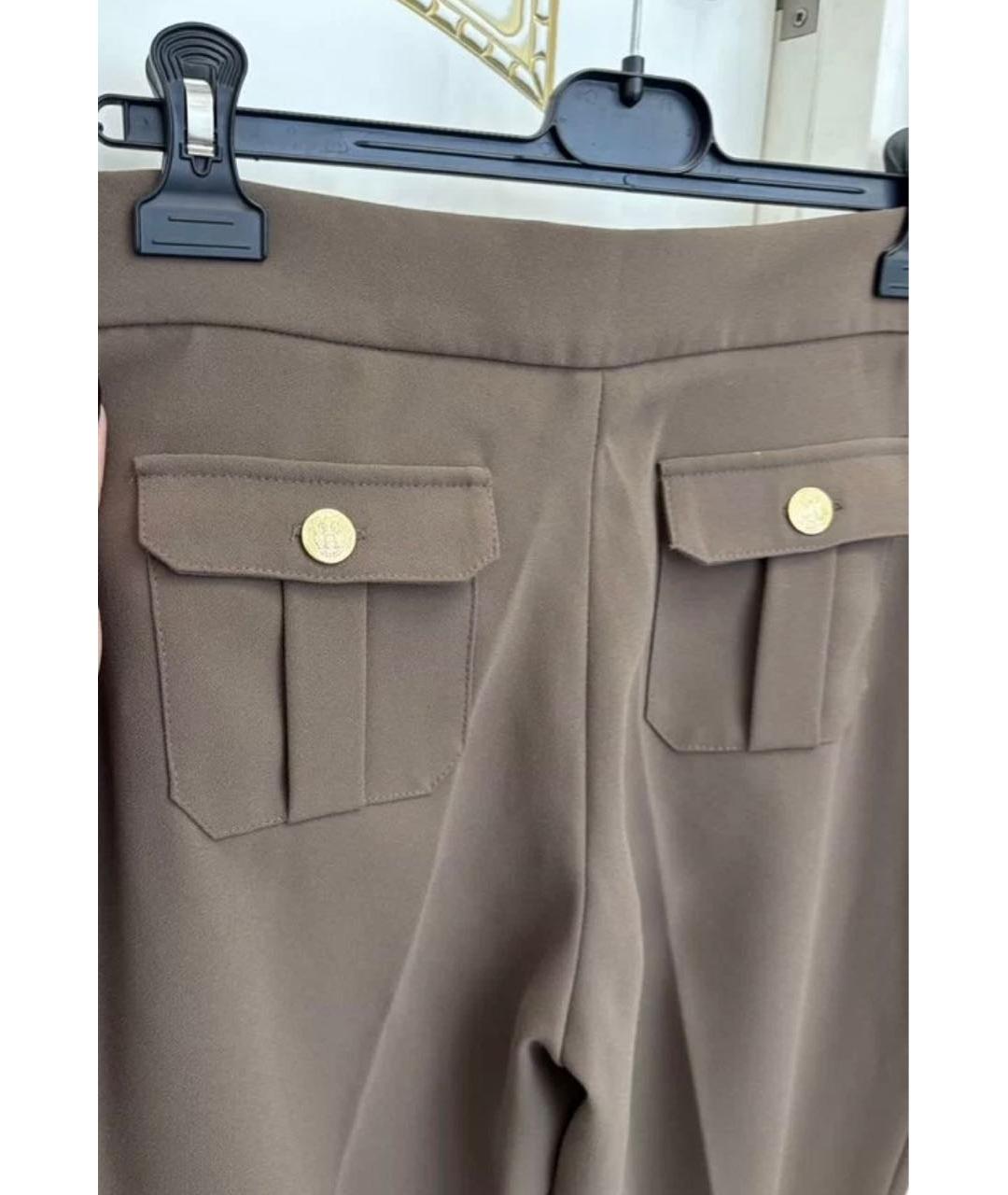 ELISABETTA FRANCHI Хаки полиэстеровые прямые брюки, фото 4