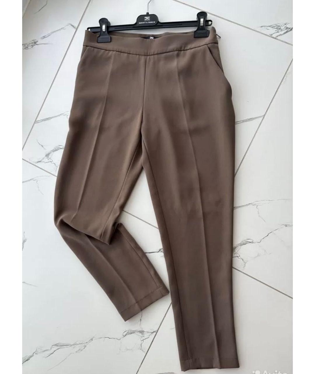 ELISABETTA FRANCHI Хаки полиэстеровые прямые брюки, фото 7