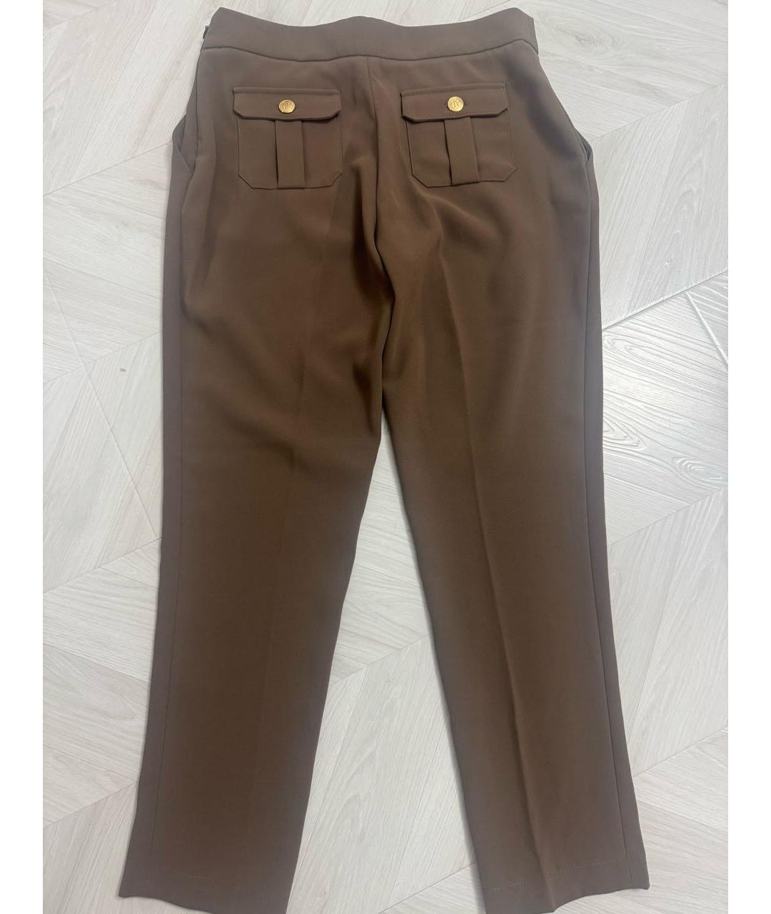 ELISABETTA FRANCHI Хаки полиэстеровые прямые брюки, фото 2