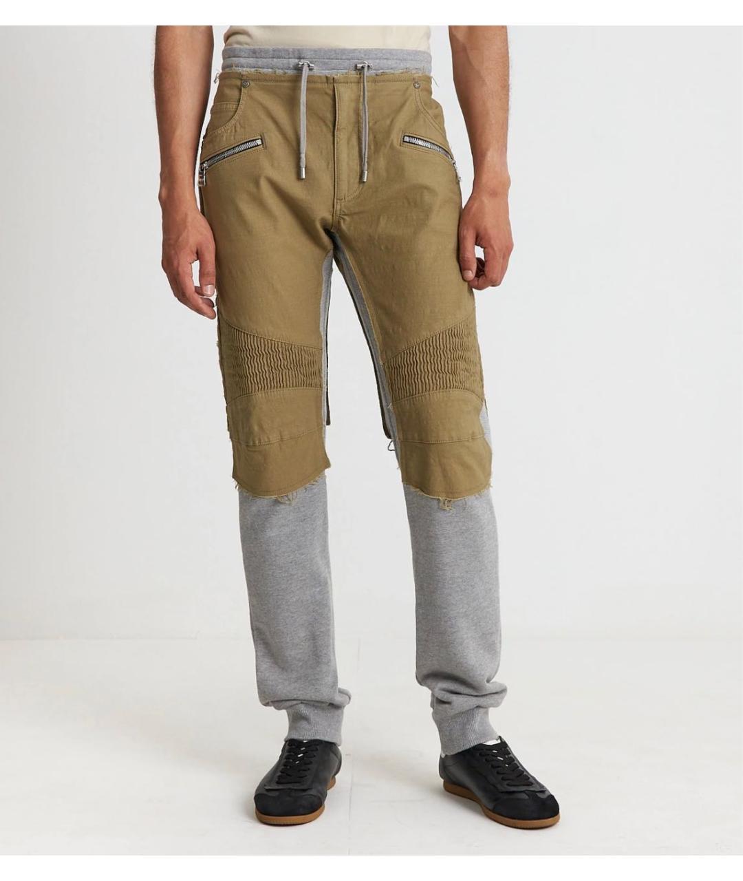 BALMAIN Хаки хлопко-эластановые повседневные брюки, фото 6