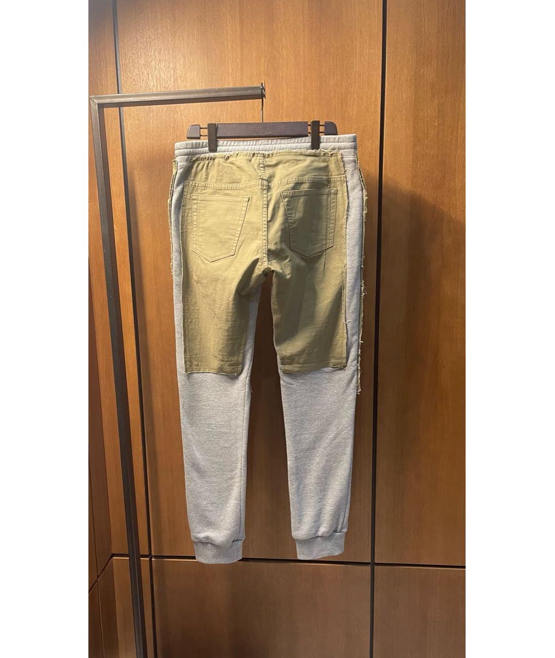 BALMAIN Хаки хлопко-эластановые повседневные брюки, фото 2