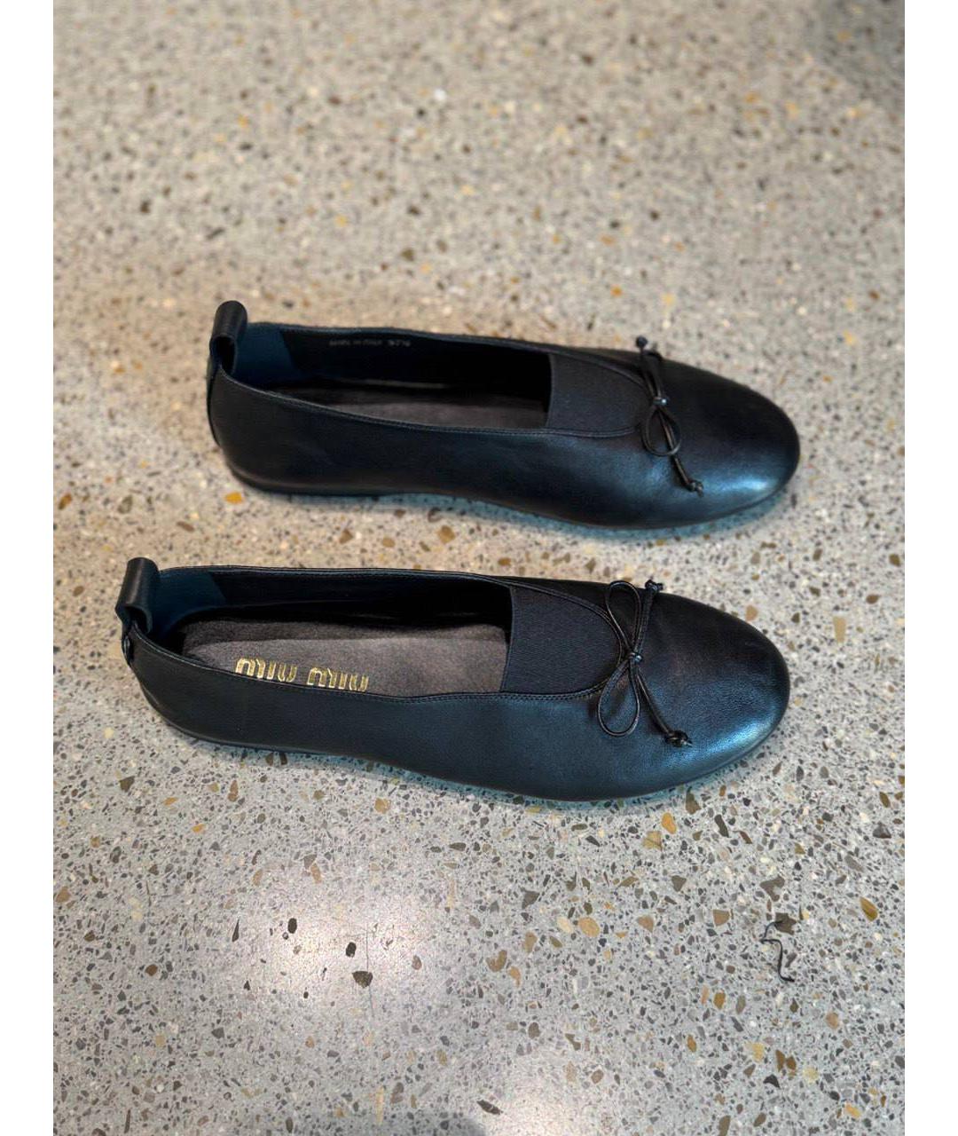 MIU MIU Черные кожаные балетки, фото 5