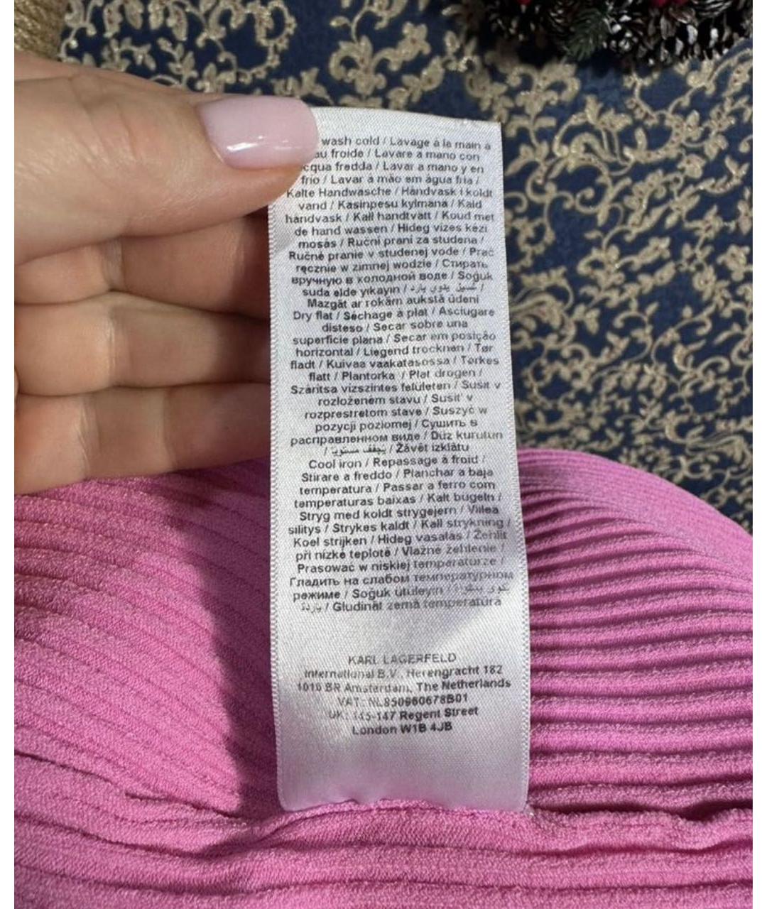 KARL LAGERFELD Розовое вискозное повседневное платье, фото 7