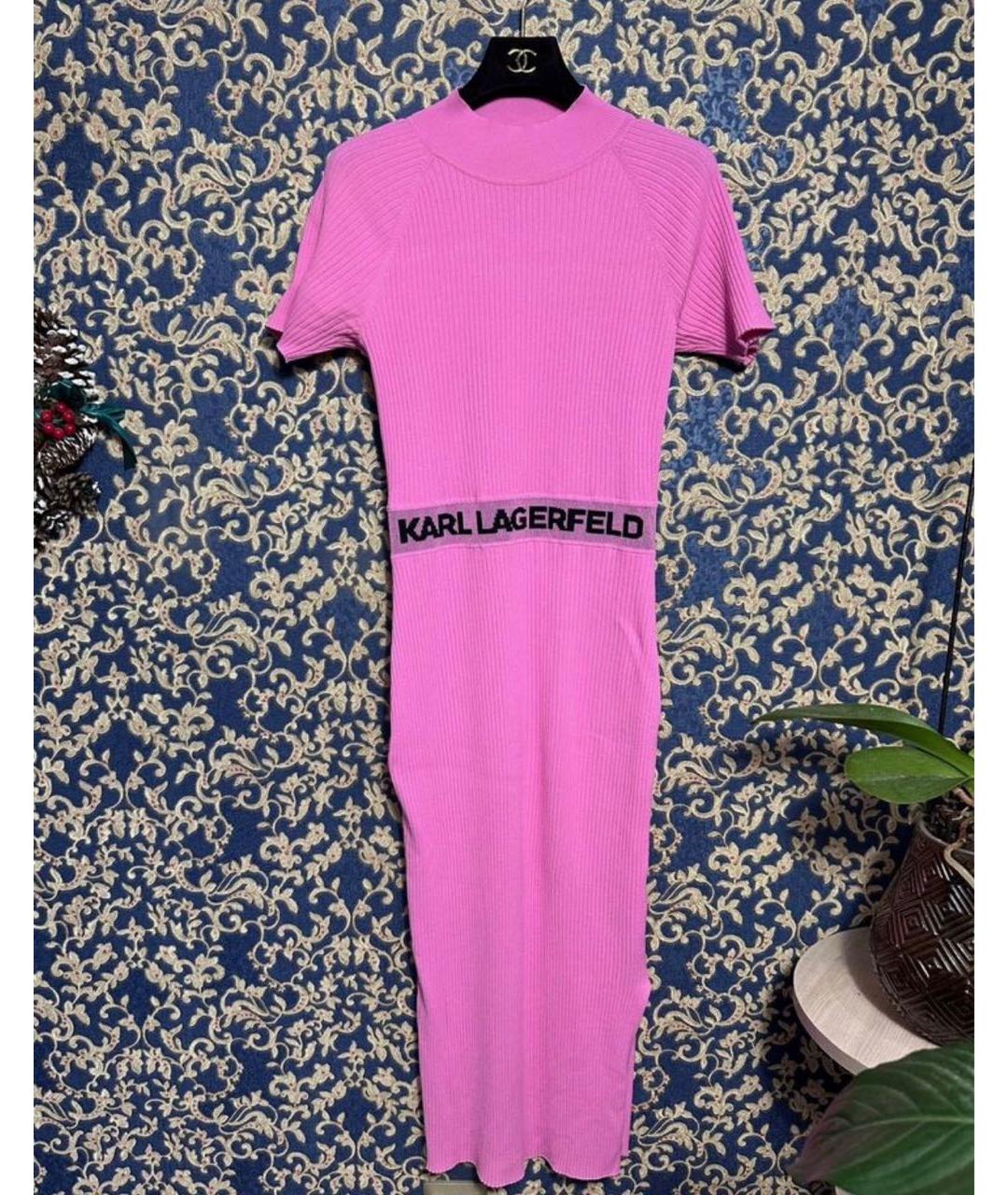 KARL LAGERFELD Розовое вискозное повседневное платье, фото 3