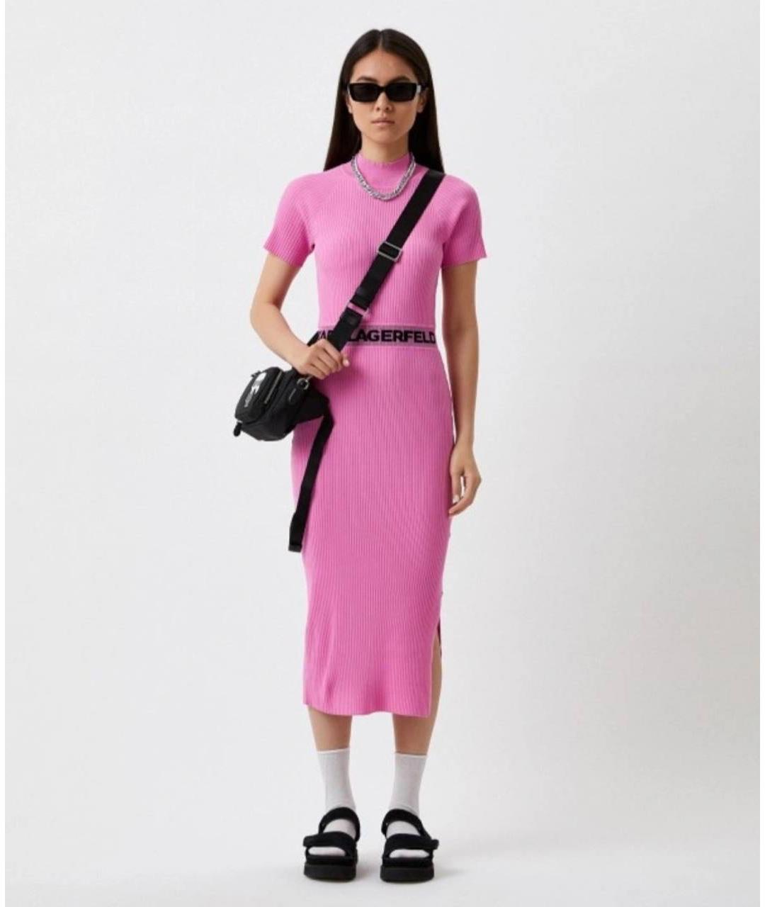 KARL LAGERFELD Розовое вискозное повседневное платье, фото 5
