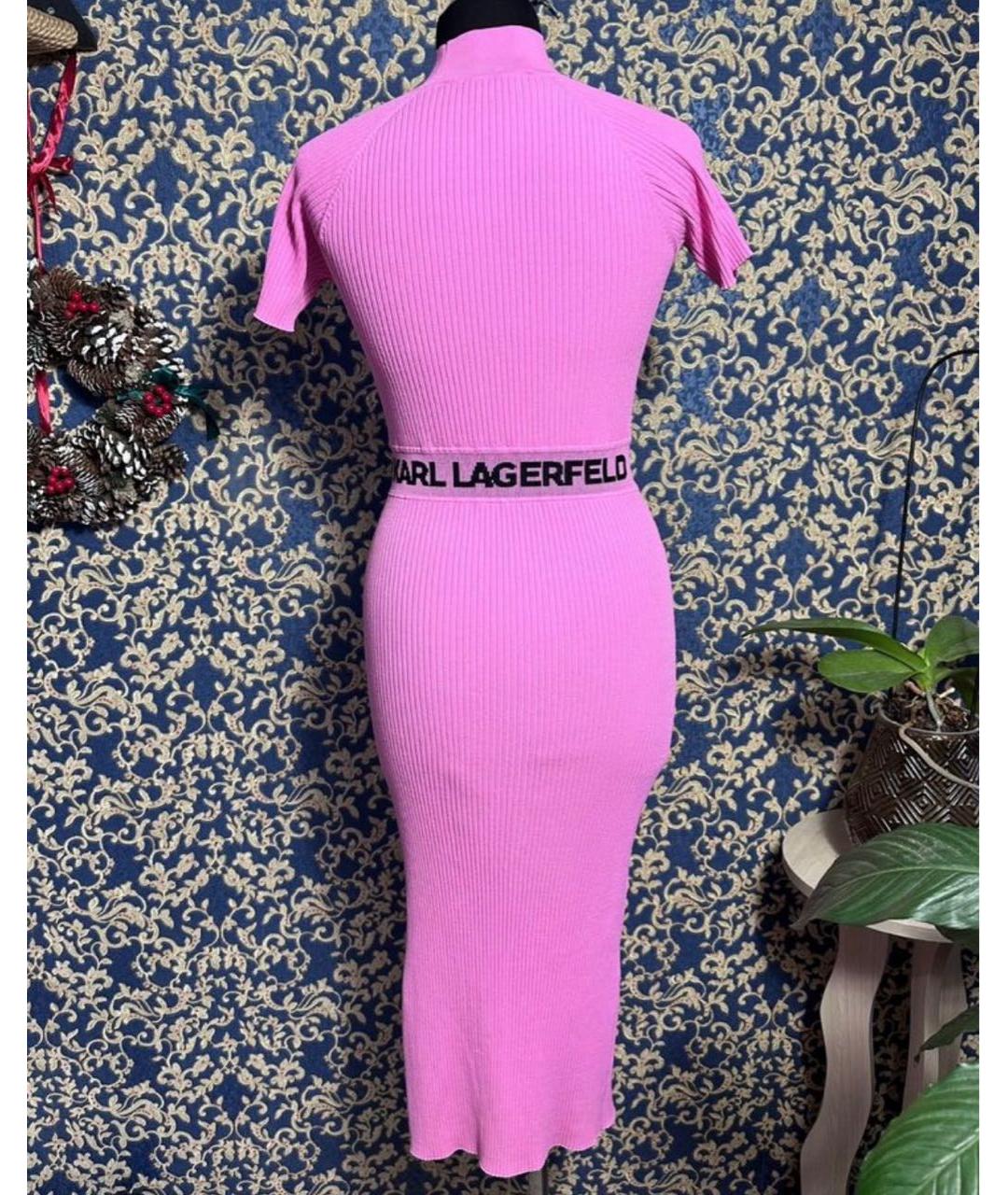 KARL LAGERFELD Розовое вискозное повседневное платье, фото 2