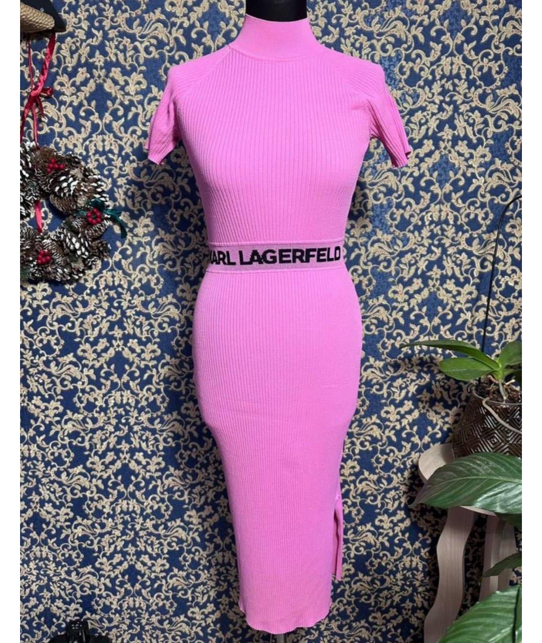 KARL LAGERFELD Розовое вискозное повседневное платье, фото 9