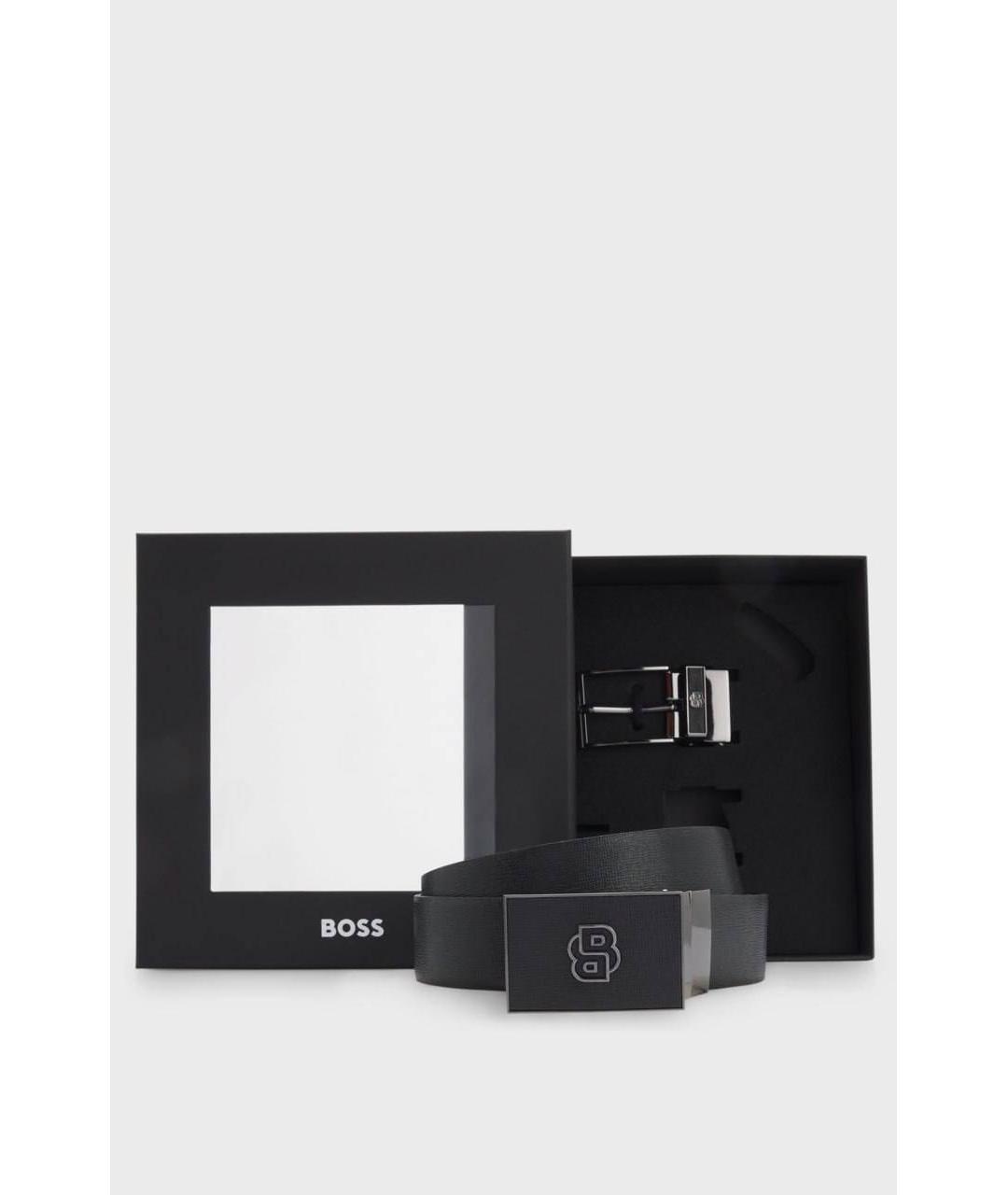 HUGO BOSS Черный кожаный ремень, фото 6