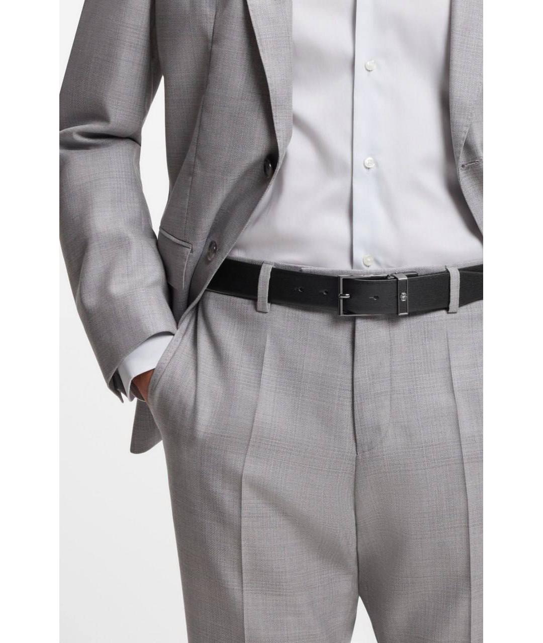 HUGO BOSS Черный кожаный ремень, фото 3