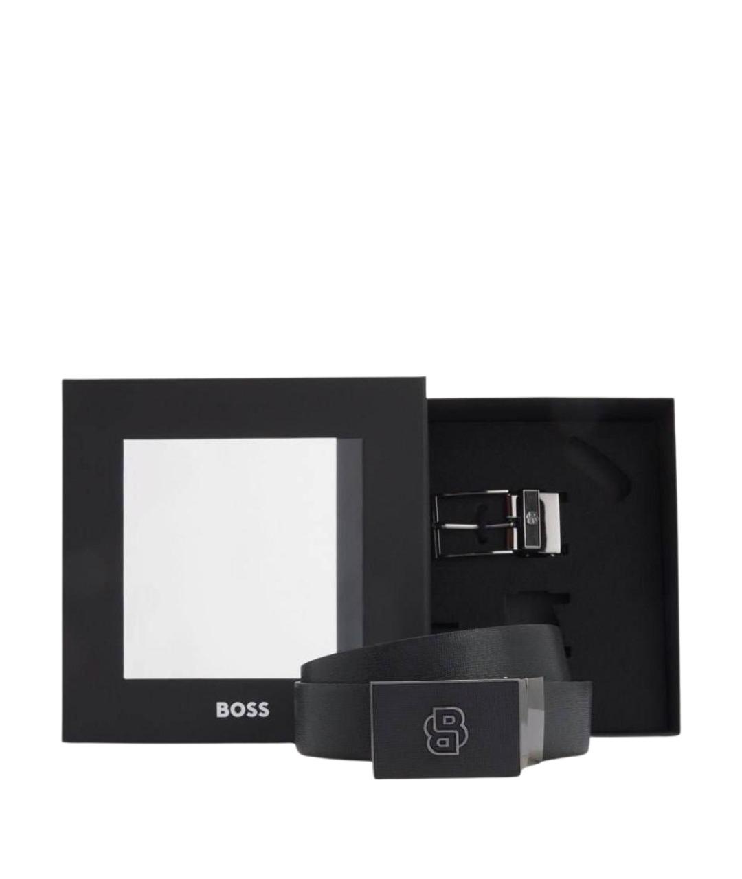 HUGO BOSS Черный кожаный ремень, фото 1