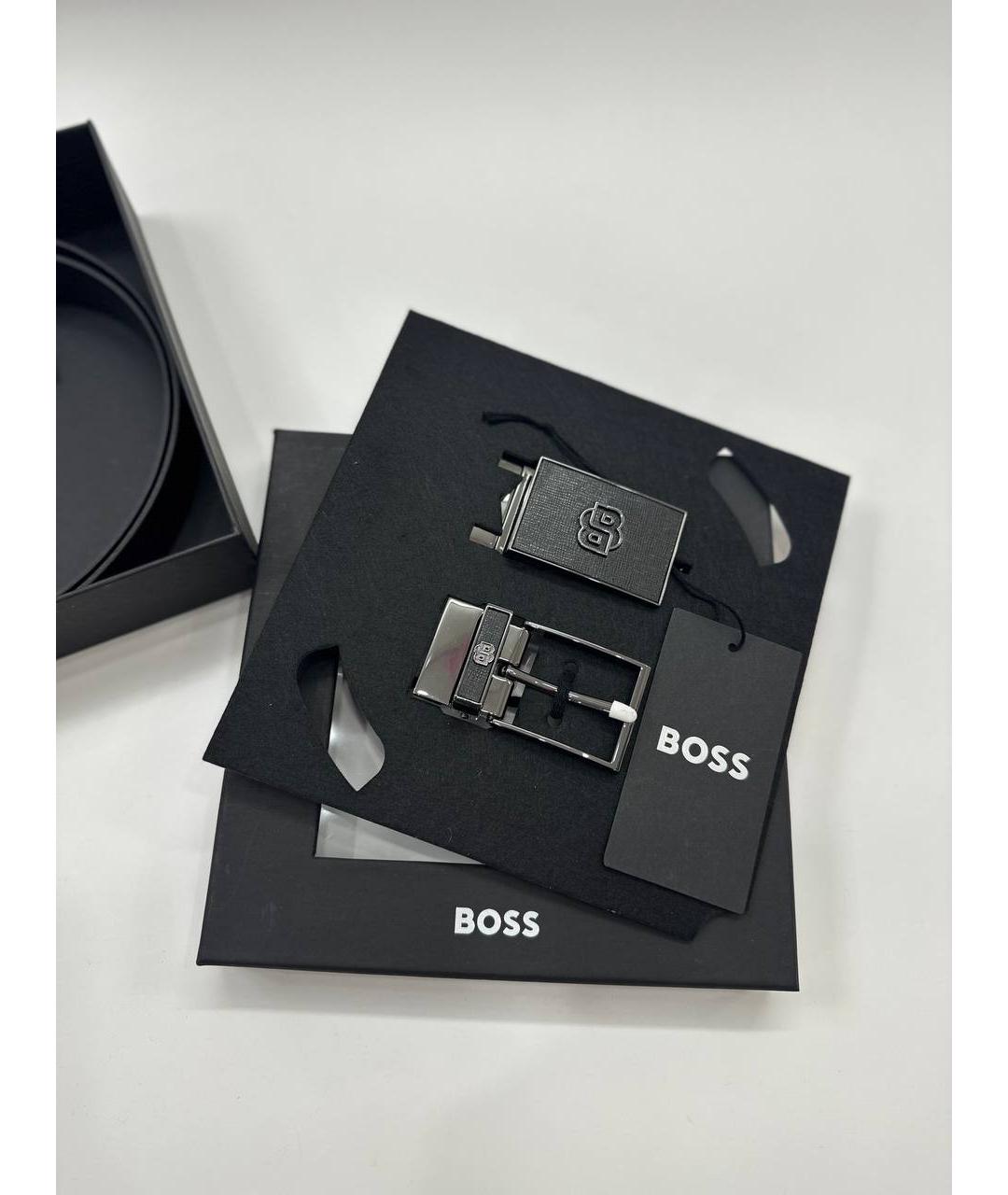 HUGO BOSS Черный кожаный ремень, фото 5