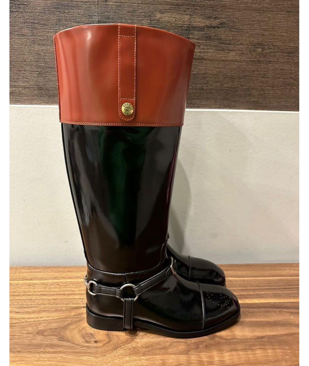 GUCCI Черные сапоги из лакированной кожи, фото 4