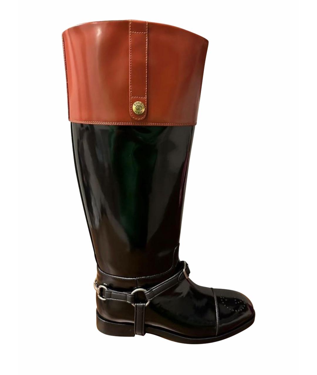 GUCCI Черные сапоги из лакированной кожи, фото 1