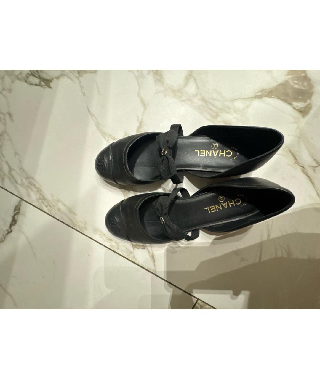 CHANEL Черные кожаные балетки, фото 3