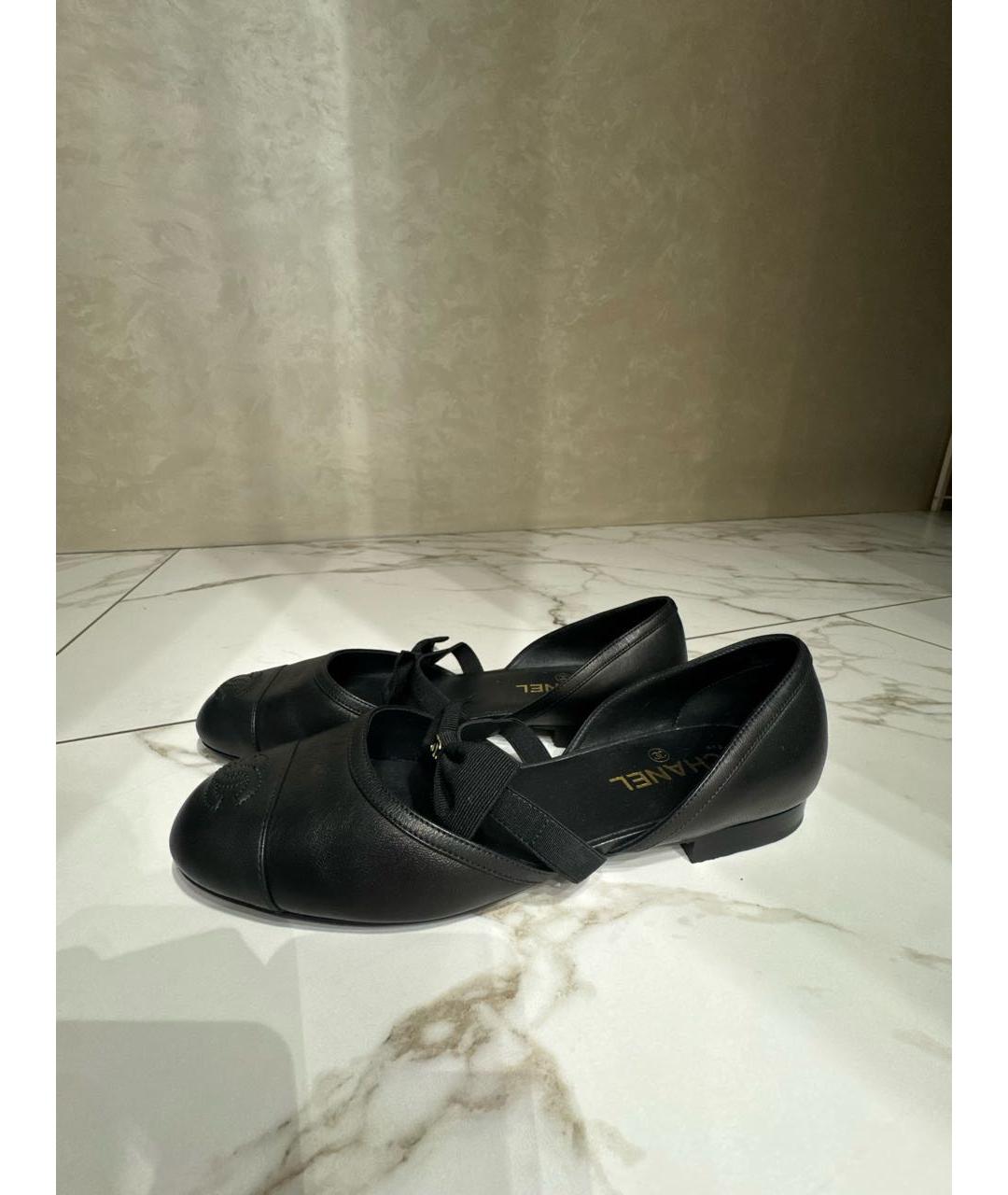CHANEL Черные кожаные балетки, фото 5
