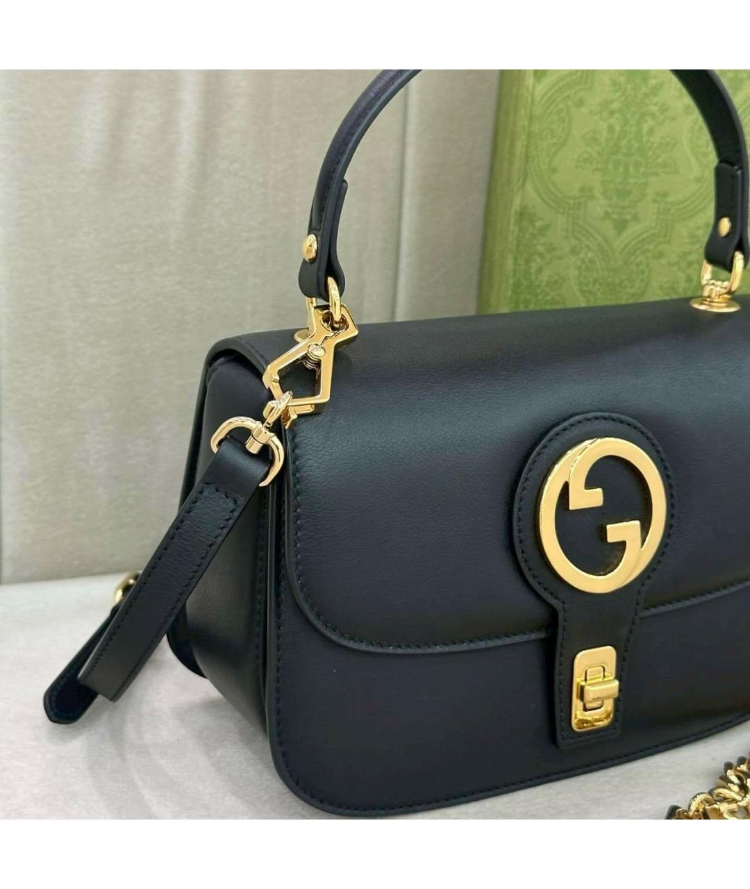GUCCI Черная кожаная сумка с короткими ручками, фото 3