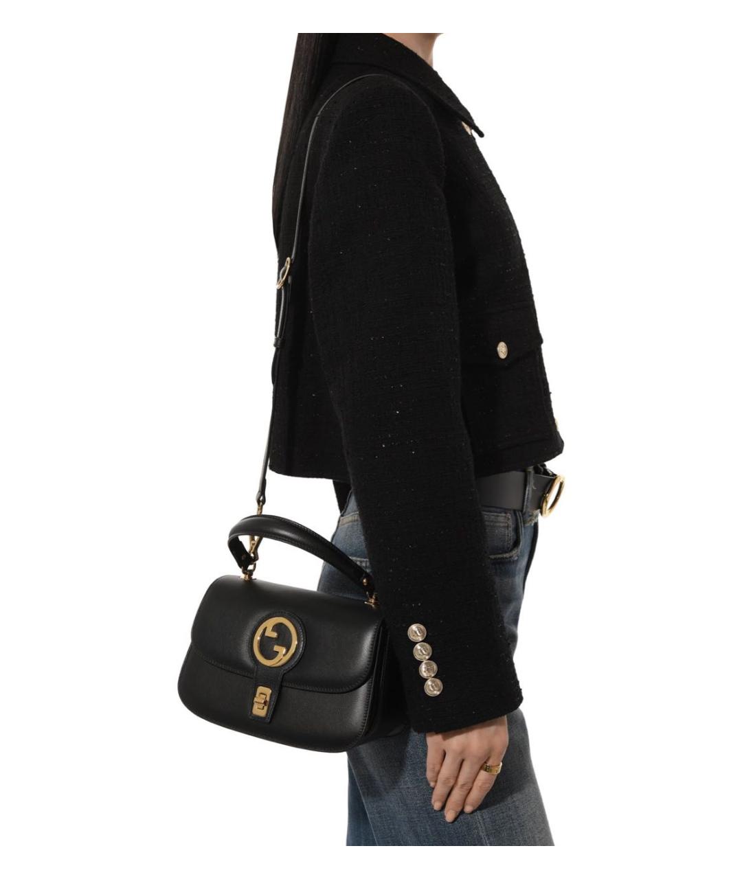 GUCCI Черная кожаная сумка с короткими ручками, фото 4