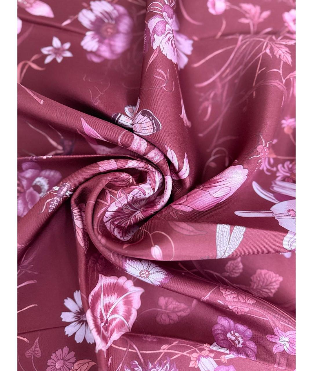 GUCCI Бордовый шелковый платок, фото 3