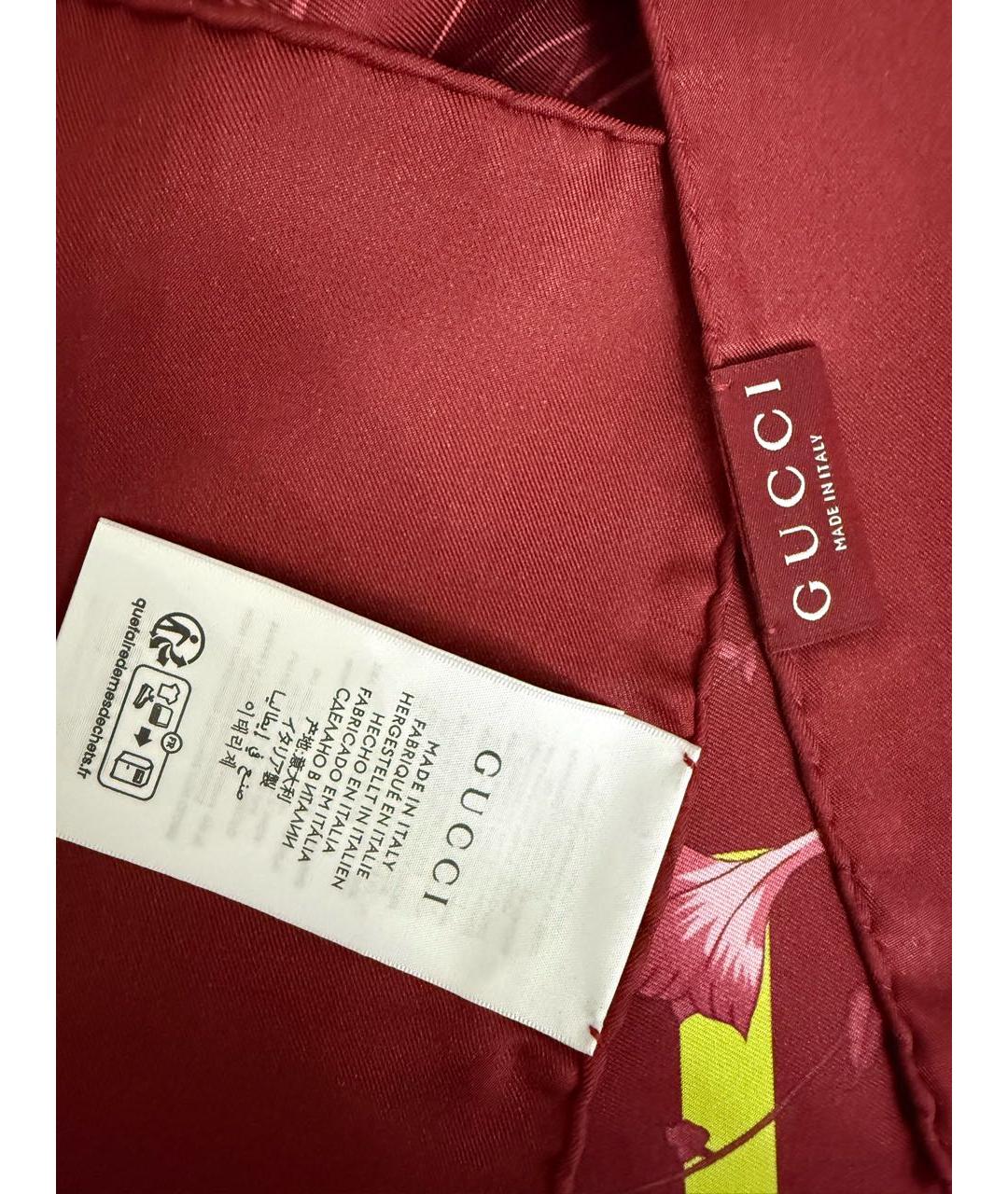 GUCCI Бордовый шелковый платок, фото 4