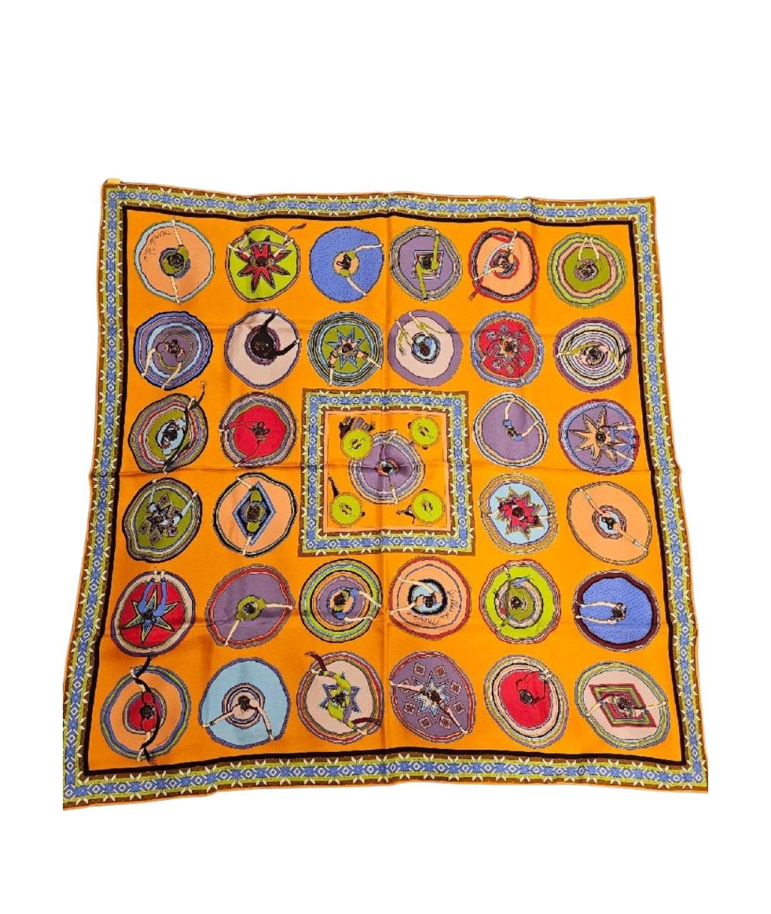 HERMES Оранжевый шелковый платок, фото 1